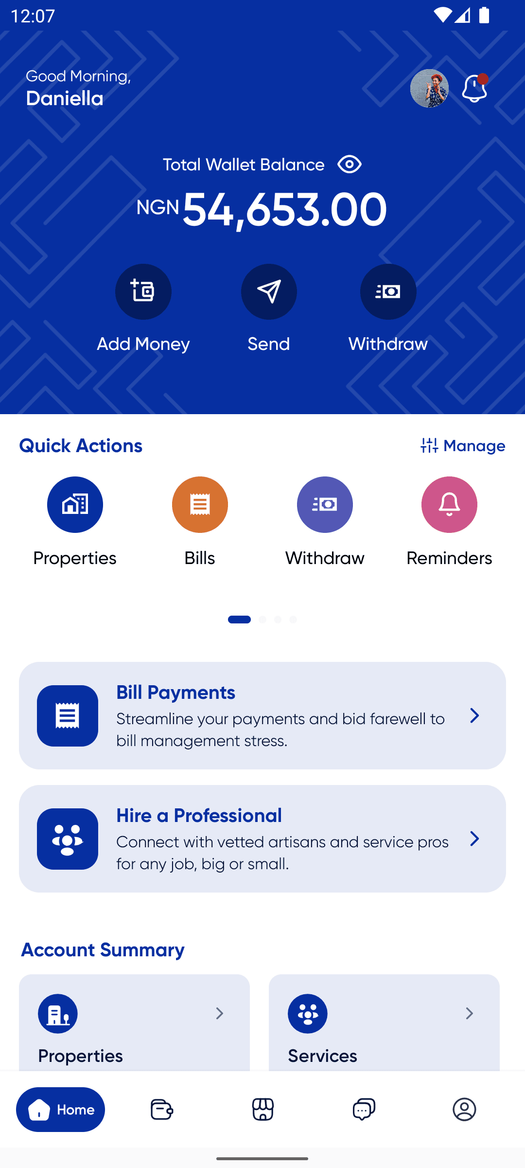 Rentwize Android app — chat and services